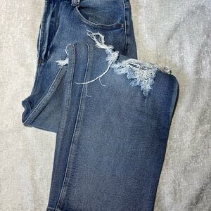 Almost Famous Distressed Straight Leg Jeans - Blue